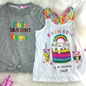 Isaac Mizrahi and Tahari Girls Tank Tops 2 Pack Size S (5/6) Cake Graphic